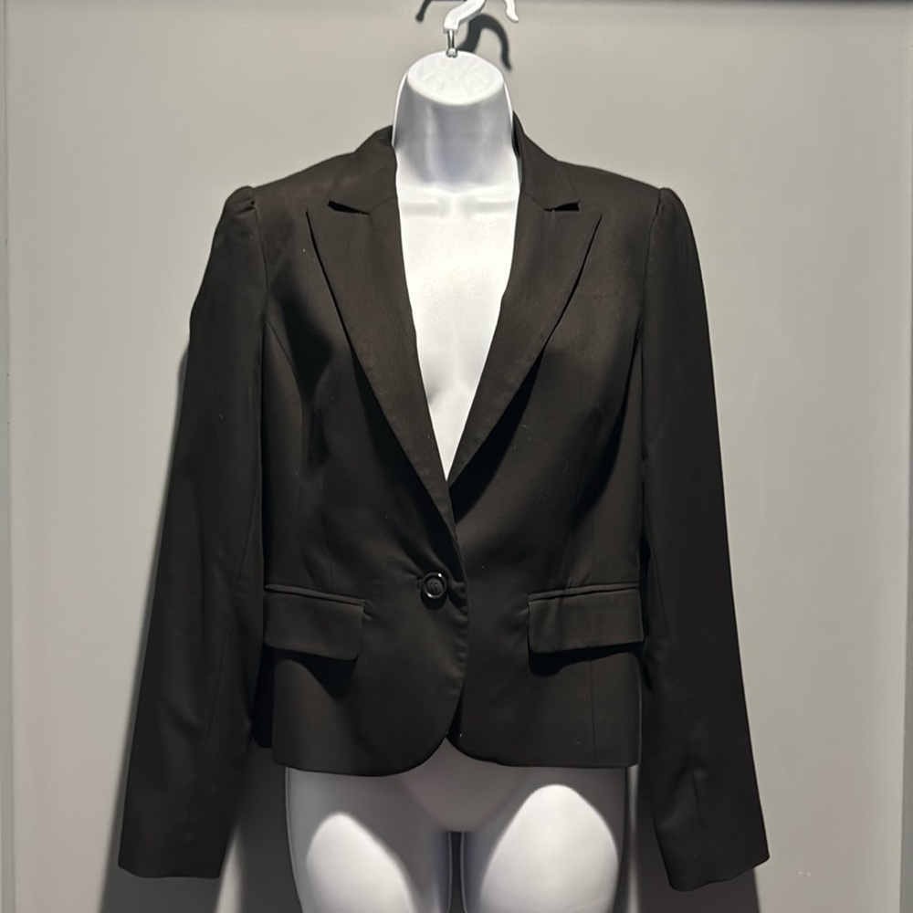 INC Black Blazer SZ 4 Satin Detachable Bow Perfect for any occasion
